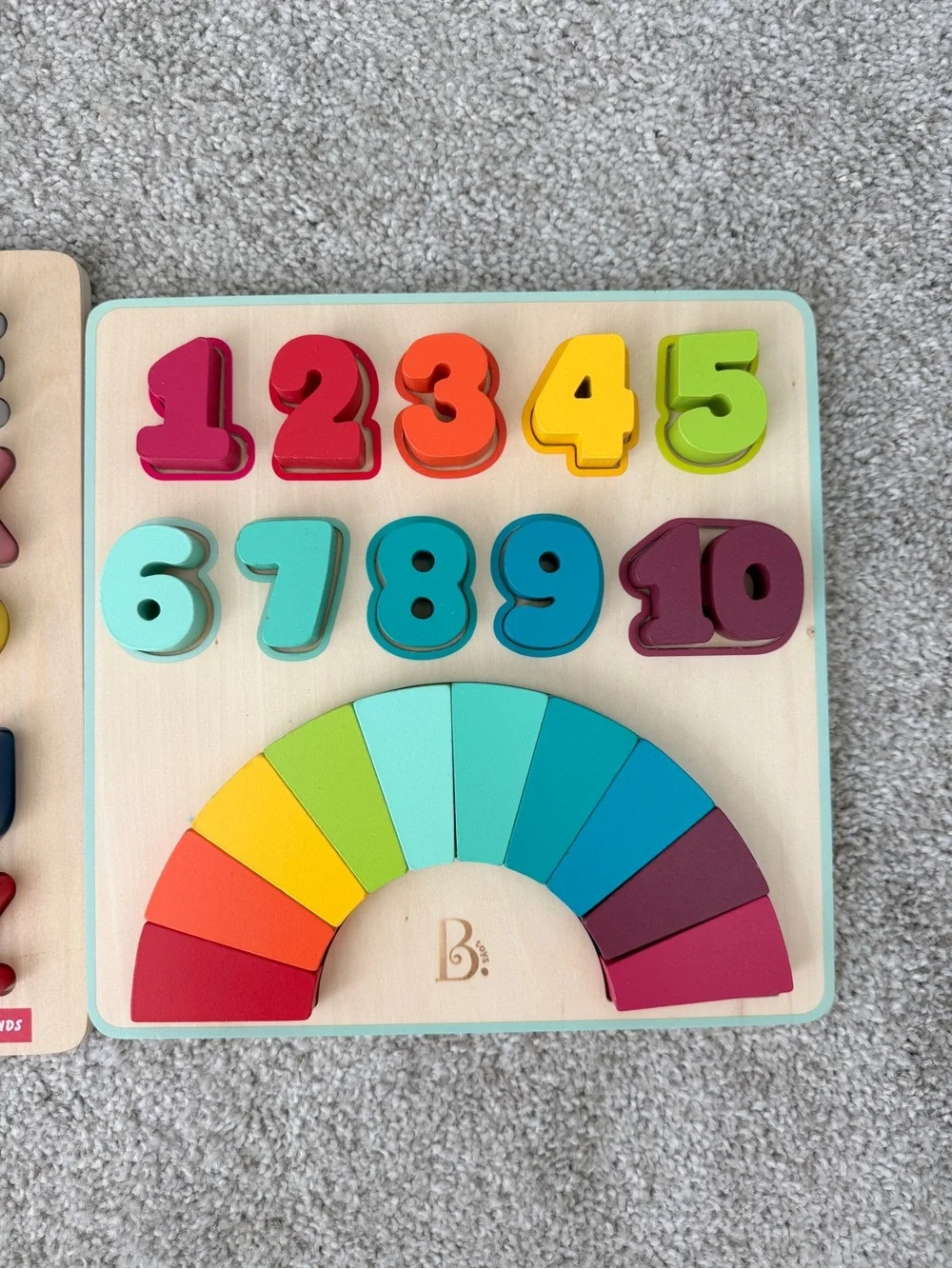 B Toys + Leo & Friends Toddler Wooden Numbers & Alphabet Puzzle Set - Multicolor